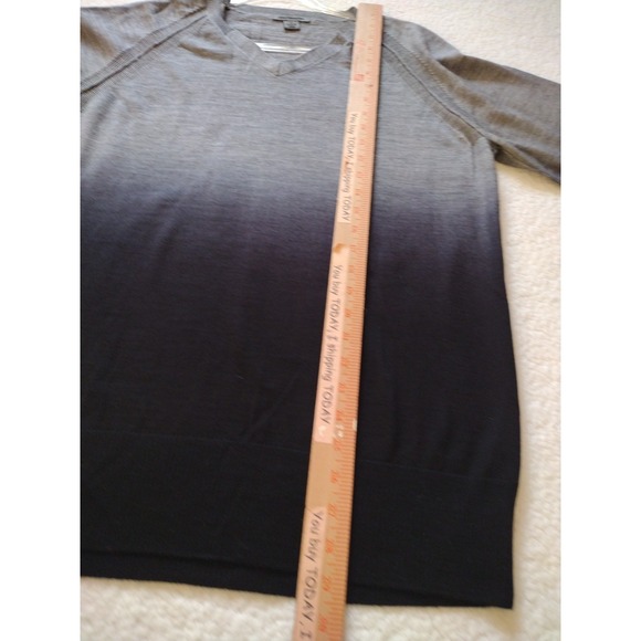 Johnston & Murphy Sweater Mens‎ XL V Neck  Grey Black Ombre 100% Merino Wool - Picture 5 of 7